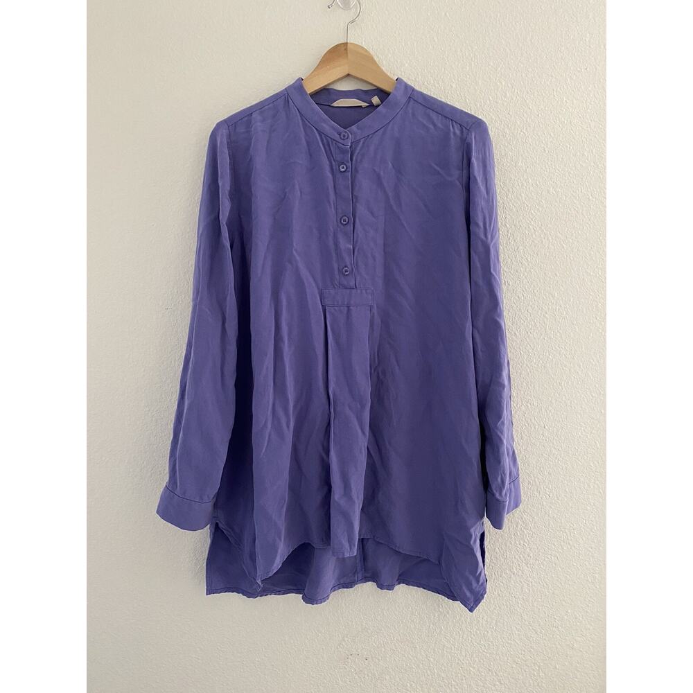 Soft Surroundings Popover Tunic Shirt SZ PXL Blue Purple Asymmetric 100% Modal